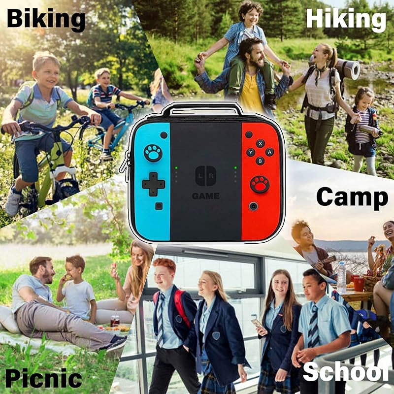 Game Lunch Bag for Gamer, Insulated Video Game Lunch Box for Work Office Travel Picnic Hiking Beach, Waterproof Leakproof Portable Fits Most Bento Boxes