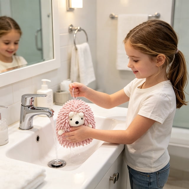 Hedgehog Plush Hand Towel Toy, Multi-functional Animal-themed Absorbent Fabric Hand Drying Cloth for Kids and Home Use