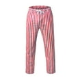 thumbnail image 5 of MRULIC jeans for men Linen And Cotton Waist Casual Men's Striped Breathable Loose Trousers Men's pants Men Casual Pants Red + M, 5 of 7
