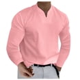 thumbnail image 1 of Men's Casual Solid Color V-Neck Gentleman's Business Long Sleeve T-Shirt M, 1 of 5