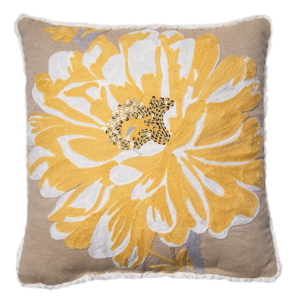 Better Homes and Gardens Bold Bloom Accent Pillow, Yellow, 17" x 17