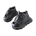 thumbnail image 2 of Eltusu Girls Ankle Boots Lace Up, PU Non-Slip Waterproof School Spring Winter Booties Black Size 9.5 Little Kids, 2 of 7