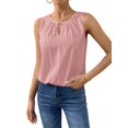 thumbnail image 3 of Tank Top for Women Keyhole V Neck Sleeveless Summer Casual Loose Fit Business Cute Floral Basic Shirt Blouse Pink XL, 3 of 6
