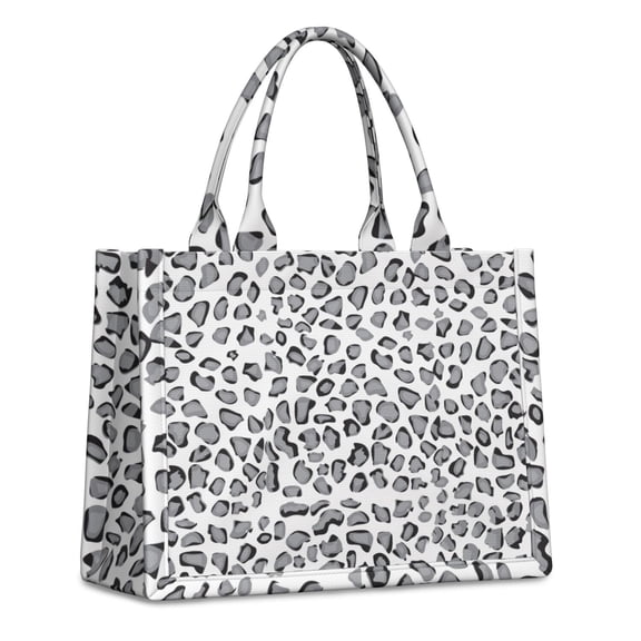 Large Capacity Tote Bag,White and Gray Of Leopard Print Handbag Fashion Luxury Tote Bag,15.7"x13"x 5.1" Inches,Laptop Compatible