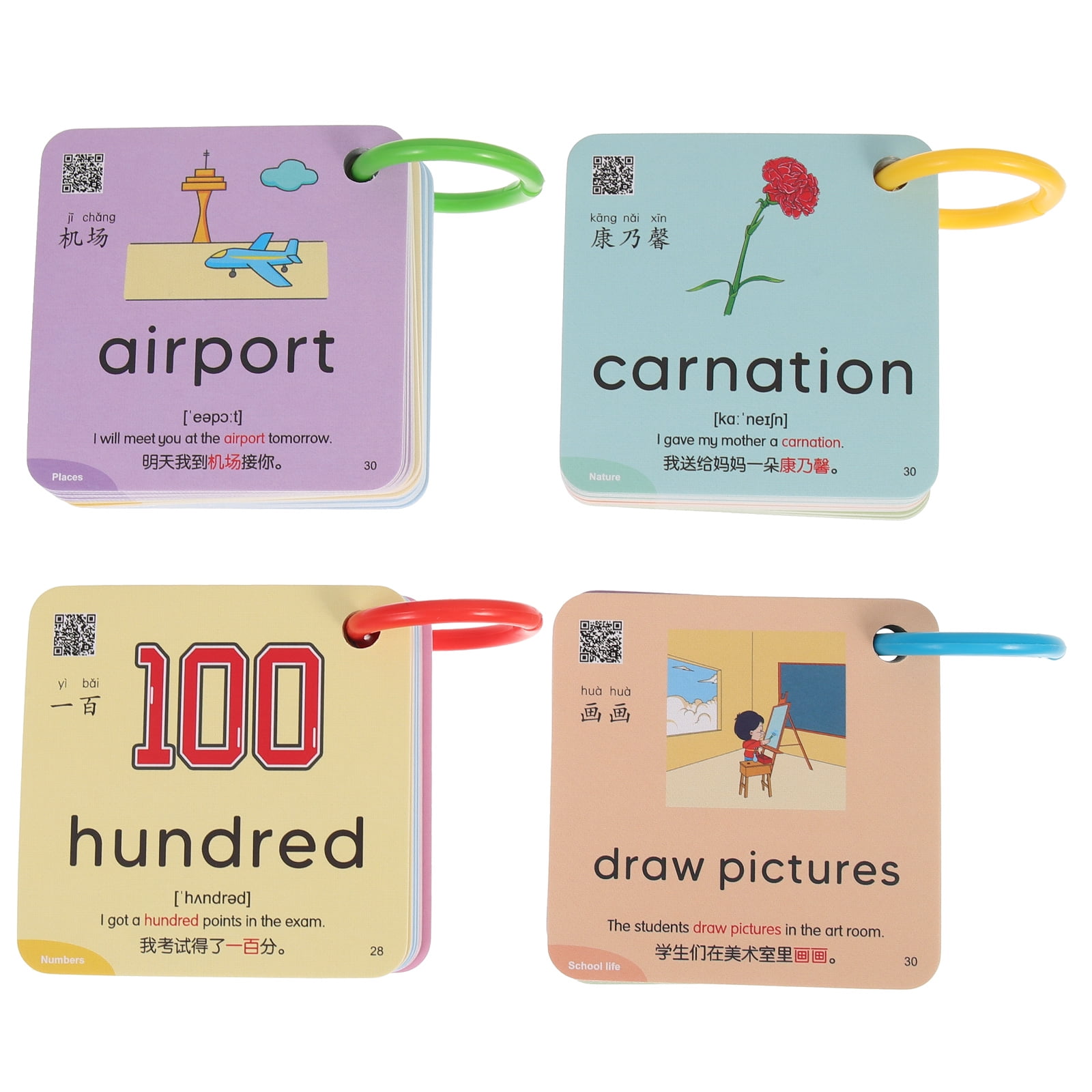 Hemoton Cards English Flash Learning Flashcards Baby Words Educational