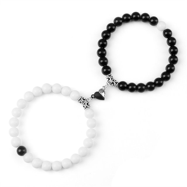 Gran oferta 2 unids/set pulsera de cuentas para amantes piedra Natural distancia corazón imán pareja pulseras amistad joyería de moda regalo Tan Jianjun unisex