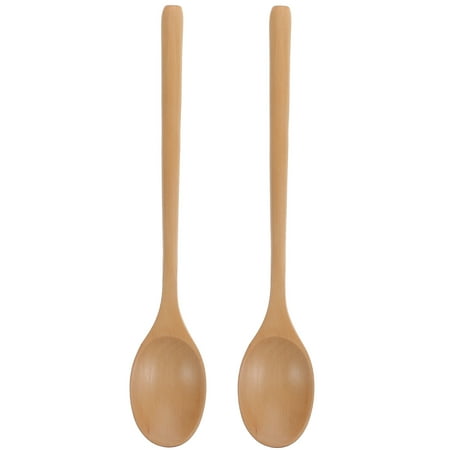 

2Pcs Wooden Spoon Japanese Style Long Handle Soup Spoon Porridge Spoons