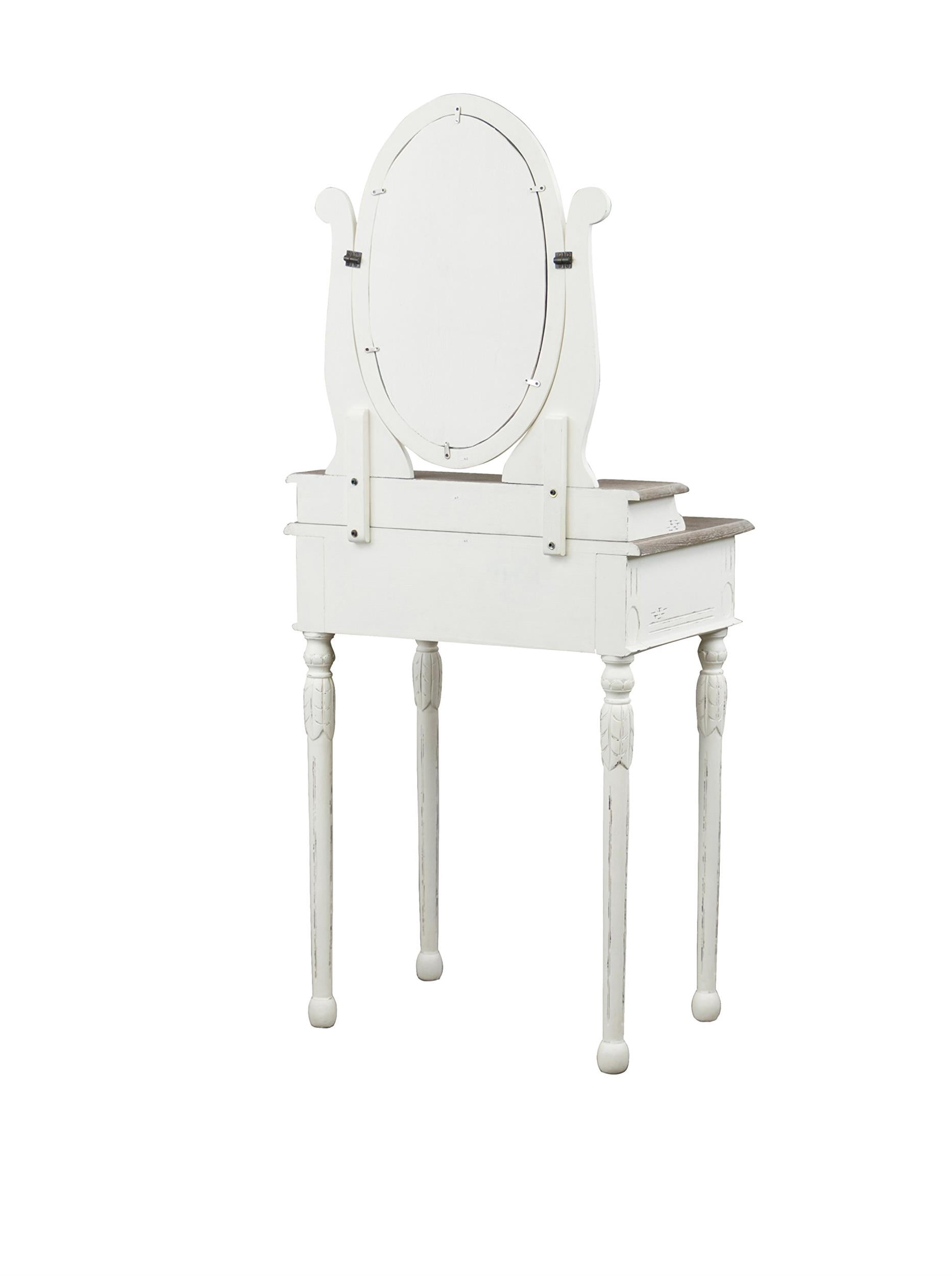 Baxton Studio Anjou Bedroom Vanity Table in White and Natural