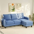thumbnail image 3 of Furmax 70" Convertible Sectional Sofa Couch 3-Seat L-Shaped Small Sofa Couch with Reversible Chaise for Small Living Room, Apartment and Small Space, Linen Blue, 3 of 9