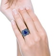thumbnail image 7 of Three Piece Flower Princess Cut Ring Blue Sapphire CZ 925 Sterling Silver Size 7, 7 of 7