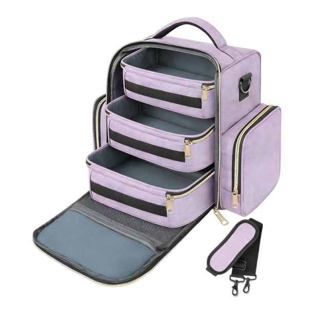 Estuche organizador de esmaltes de uñas, estuche de transporte, regalo para manicuristas, salón, uso doméstico con 3 Púrpura