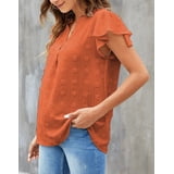 Fantaslook Blouses for Women Dressy V Neck Ruffle Sleeve Summer Tops ...