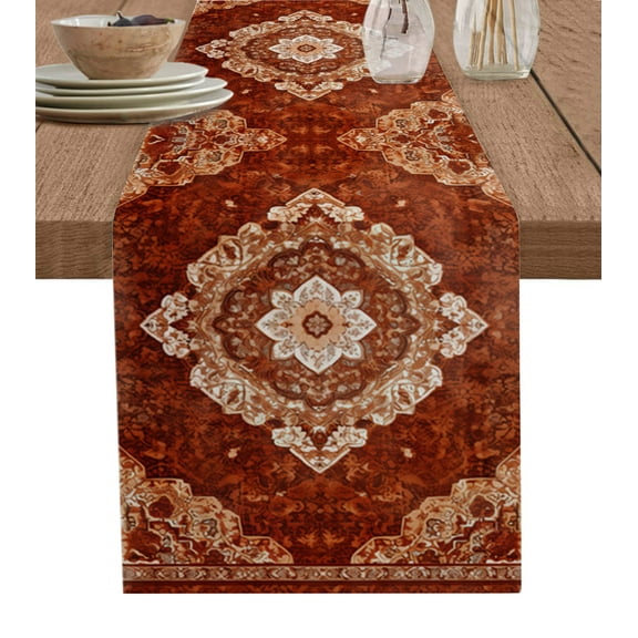 Boanket European Flower, Table Runner - 48 Inch Long, Kitchen Dining Table Runner Dresser Scarves, Vintage Luxurious Abstract Flower Farmhouse Home Decor for Coffee Table Wedding Party Banquet