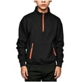 thumbnail image 6 of Boys Quarter Zip Hoodies Sweatshirt Long Sleeve Pullover Top Zipper Pocket Casual Hooded, 6 of 8