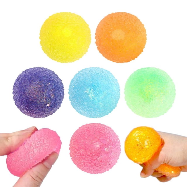 6 cm Textured Surface Pressure Ball, Fidget Toy, Soft Ball for Stress Relief, Hand Exerciser, TPR Memory Gel, Squeak Ball for Office Desk