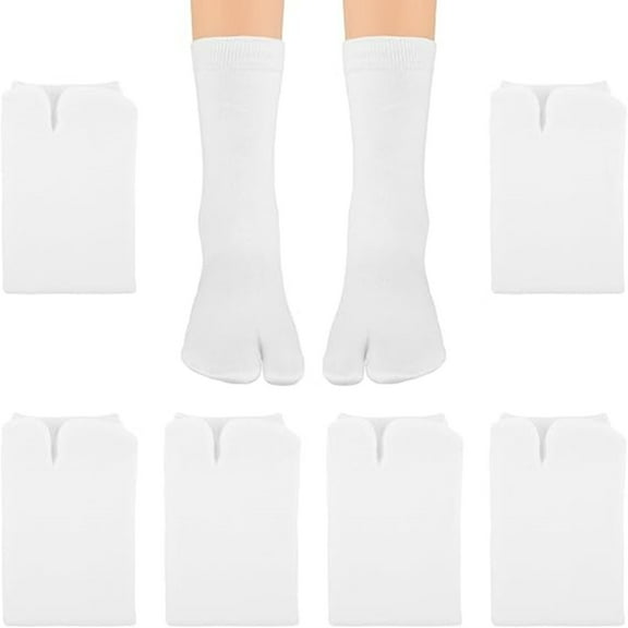 6 pairs Flip Flop Socks, Elastic Tabi Socks Cotton Split Two Toe Socks Non Slip Ankle Socks with Toes for Women Men