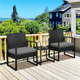 thumbnail image 4 of Alden Design 3-Piece Modern Bistro Set Rattan Chairs for Balcony/Patio/Bistro, Black Cushions, 4 of 8