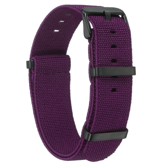 Uxcell Elastic Nylon Watch Band 20mm One-Piece French Watch Strap Waterproof Replacement Wristwatch Strap with Black Buckle for Men Women, Purple