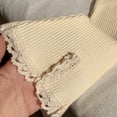 thumbnail image 5 of ZACPNCV Girls Ribbed Knit Flare Pants Elastic Waist Lace Trim Bootcut Bell Bottom Trousers Casual Stretch Leggings for Little Girls 2-3Years Beige, 5 of 5