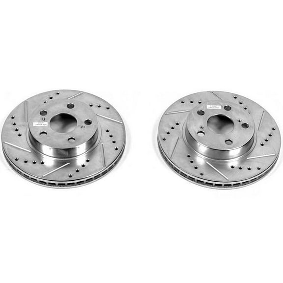 Power Stop Front Pair of Drilled and Slotted Brake Rotors JBR1119XPR Fits 2008 Toyota Prius