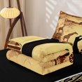 thumbnail image 5 of Erosebridal Gold Tribal Woman Zipper Twin Comforter Sets with Fitted Sheet and 2 Pillowcases for Women Girls, Bohemian Giraffe Print Zipper Bedding Set, Black Reversible, 4pcs, 5 of 7