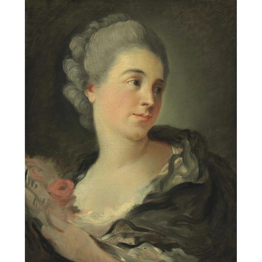 Jean-Honoré Fragonard 15x18 Black Modern Framed Museum Art Print Titled - Portrait of a Young Woman, Presumably Marie-Therese Colombe