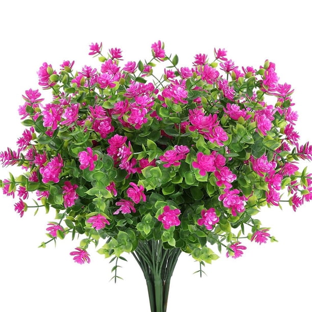 Precio reducido por tiempo limitado!8 mechones de flores artificiales para exteriores, boj resistente a los rayos UV para decoración del hogar y jardín interior y exterior