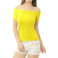 thumbnail image 6 of Allegra K Women's Short Sleeves Off the Shoulder Hipbone Length Solid Blouse, 6 of 8