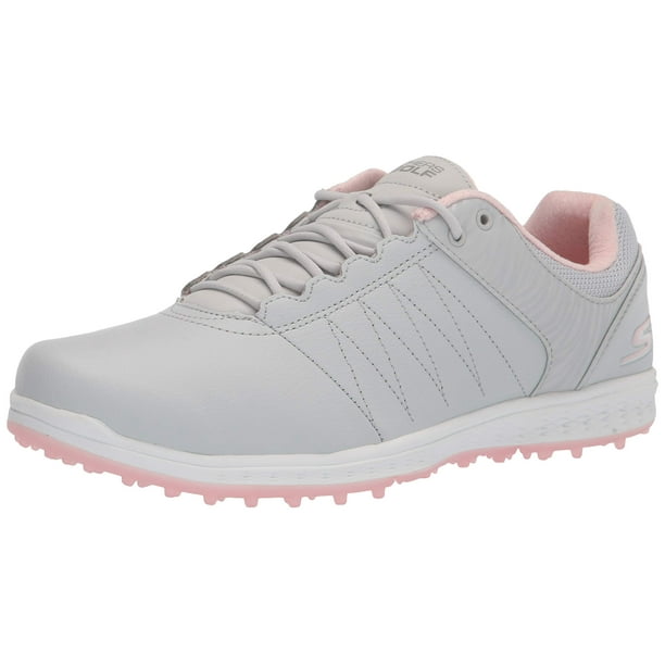 Zapatillas de golf Skechers Go Pivot sin púas para mujer, gris claro/rosa