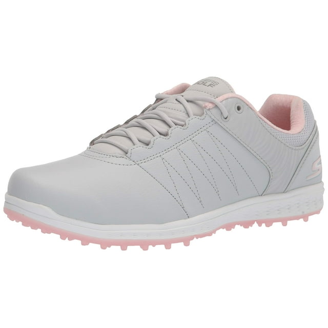Zapatillas de golf Skechers Go Pivot sin púas para mujer, gris claro/rosa