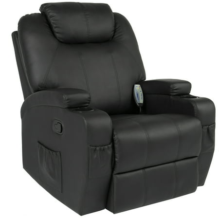 Best Choice Products Executive Faux Leather Swivel Electric Massage Recliner Chair w/ Remote Control, 5 Heat & Vibration Modes, 2 Cup Holders, 4 Pockets, (Best Reclining High Chair 2019)