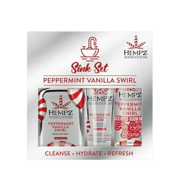 Hempz Peppermint Vanilla Swirl Gift Set 3pk (Hand Wash, Hand Crème, and
