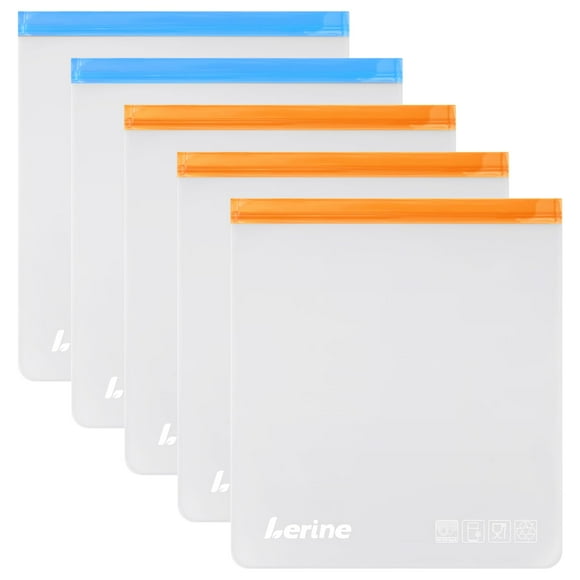 Bolsas reutilizables para congelador Lerine de 7,6 litros de capacidad, 33 x 39,6 cm, paquete de 5