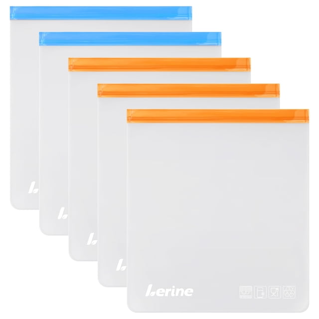 Bolsas reutilizables para congelador Lerine de 7,6 litros de capacidad, 33 x 39,6 cm, paquete de 5