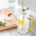 thumbnail image 2 of Bowknot Glass Cup with Handle, Lovely Bow Glass Cup with Straw & Lid, Transparent Long Glass Cup, Clear Glass Lemon Tea Cup, Milk Glass Cup, Coffee Mug for Home Office Cafe, 2 of 5