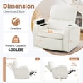 thumbnail image 2 of BaseBeauty 26" Power Swivel Rocker Recliner, Oversized Swivel Glider Recliner with Adjustable Headrest, Nursery Glider Recliner with Cup Holders and Storage, White, 2 of 8
