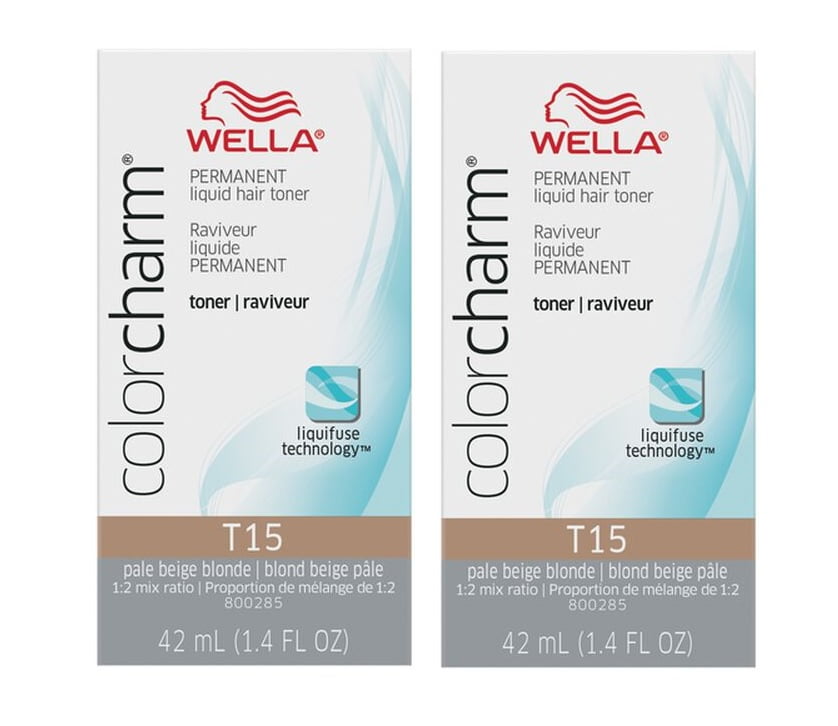 [2 PACK] Wella Color Charm Permanent Liquid Hair Toner [T15 PALE BEIGE