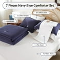 thumbnail image 4 of Full Size Comforter Set 7 Pieces Navy Blue Full Bed Set Microfiber Soft Full Comforter Lightweight Fluffy Comforter Set with Fitted Sheets,Flat Sheets,Pillow Shams,and Pillowcases, 4 of 14