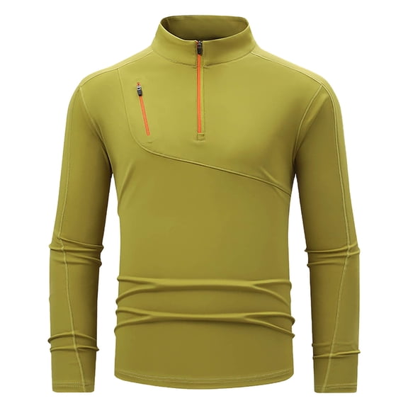 LIaqionyy Mens Quarter Zip Shirt Mock Neck Long Sleeve Running Hiking Casual Workout Pullover Tops with Pockets