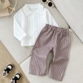 thumbnail image 2 of mgoYE Baby Boys 2Pcs Fall Clothes Button Shirt and Stripe Pants Set, 2 of 9