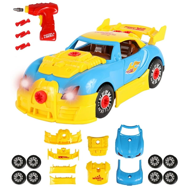 Build Your Own Take Apart Car With Toy Power Drill, Lights and Sounds