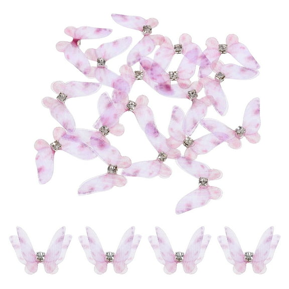 20Pack Sheer Mesh Butterfly Appliques, 20mm Butterflies Patch, Light Purple