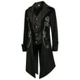 thumbnail image 5 of Fayshow0 Mens Fashion Suit Jacket Slim Fit Blazers Stage Dress Jackets Men's Gothic Tailcoat Coat Steampunk Retro Tail Coat Medieval Lapel Court Dress Slim Coat Black, 5 of 9