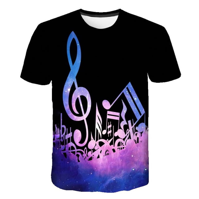 Nota musical 2023, camisetas de verano, ropa para niños, camisetas de manga corta, camisetas para bebés, niñas y niños, camisetas con cuello redondo para niños de 1 a 14 años, disfraces 6T Gao Jinjia LED