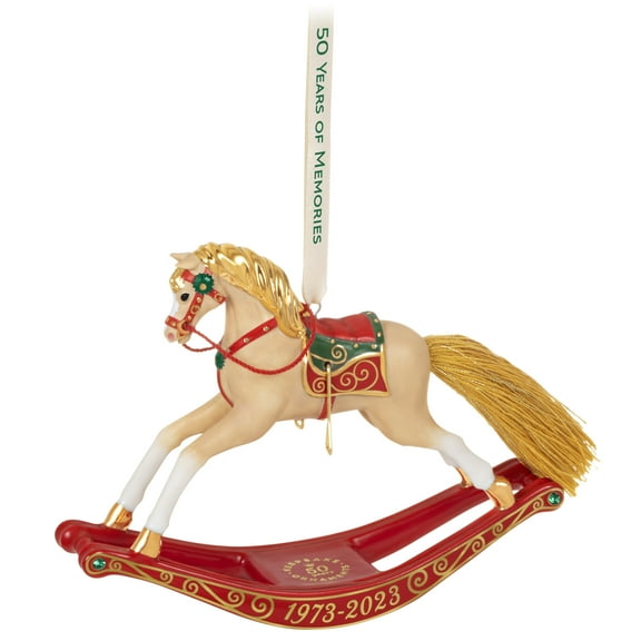 Hallmark Keepsake Christmas Ornament 2023, 50 Years of Memories Rocking Horse Special Edition Porcelain Ornament. .12 lbs.