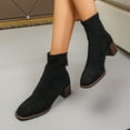 thumbnail image 6 of Viluyesy Womens Mid-Calf Boots, Pointed Toe Chunky Heels Back Zipper Fashion Suede Dress Boots Black, 6 of 8