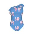 thumbnail image 4 of Yiaed Cute Poodle Dog Print Women One Piece Swimsuits Tummy Control One Shoulder Bathing Suits Pattern Ruffle Swimwear-Small, 4 of 8