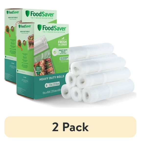 (2 pack) FoodSaver Heavy Duty Vacuum Seal Rolls, 11" x 16', 6 Pack