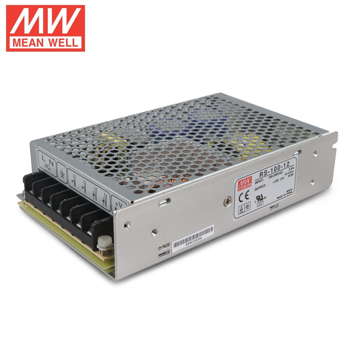 RS10012 AC to DC Power Supply Single Output, 12V 8.5 Amp 102W, By