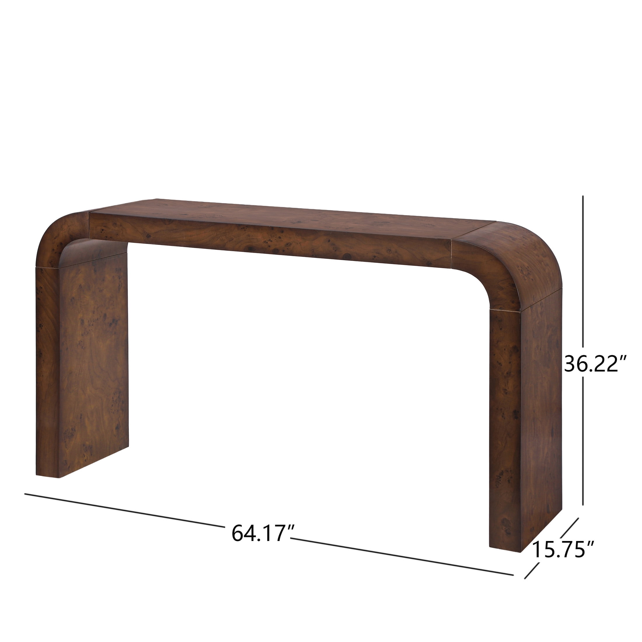 Christopher Knight Home 64" Minimalist Wooden Console Table for Entryway, Waterfall Design, Walnut